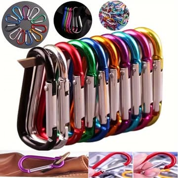 Heavy-Duty Multi-Color Aluminum Alloy D-Ring Carabiner - Ultra-Durable, Spring-Loaded Gate, Secure Fastening - Great for Hiking and Camping