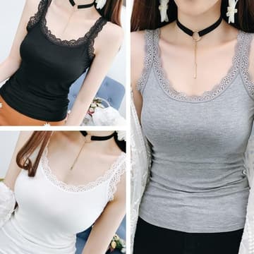 Modal Lace-Trim Seamless Sleeveless White Camisole for Women Spring Summer Base Layer