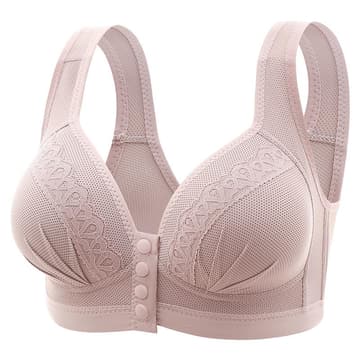 Plus Size Wire-Free Nursing Bra with Front Closure, Push-Up, Back-Smoothing, Thin, Breathable and Adjustable