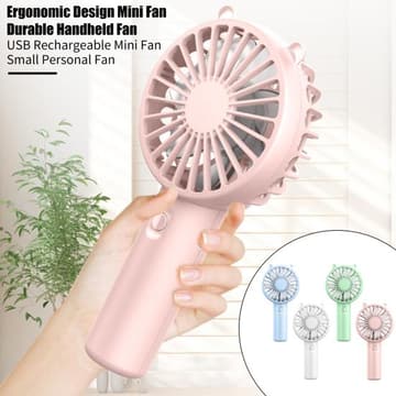 Rechargeable Handheld Small Fan with 3 Speeds, Strong Airflow, Low Noise