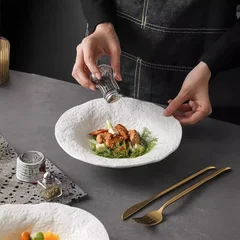 Stone-Textured Ceramic Deep Plate & Serving Bowl-3