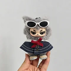 Min Yi Plush Pendant with Faux Leather Jacket & Skirt Outfit-3