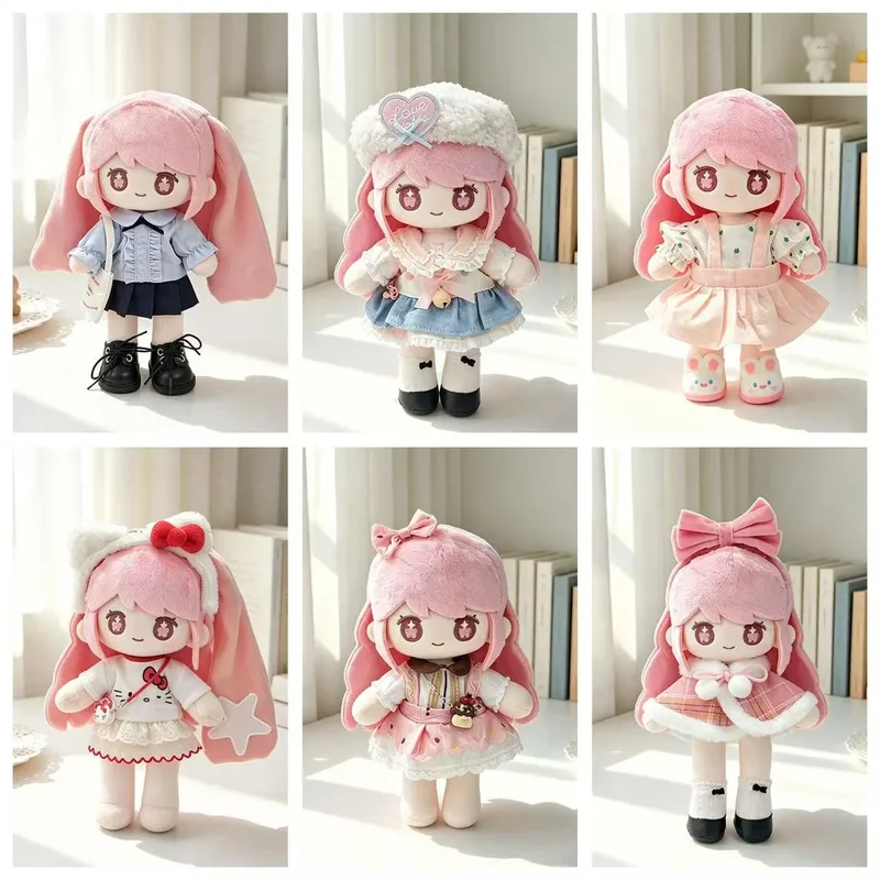 22cm Cream Satin Strawberry Sweet Dress Doll Outfit