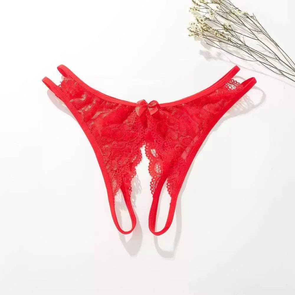 Sexy Sheer Lace Crotchless Open Crotch Women's Thong — Product detail image 3