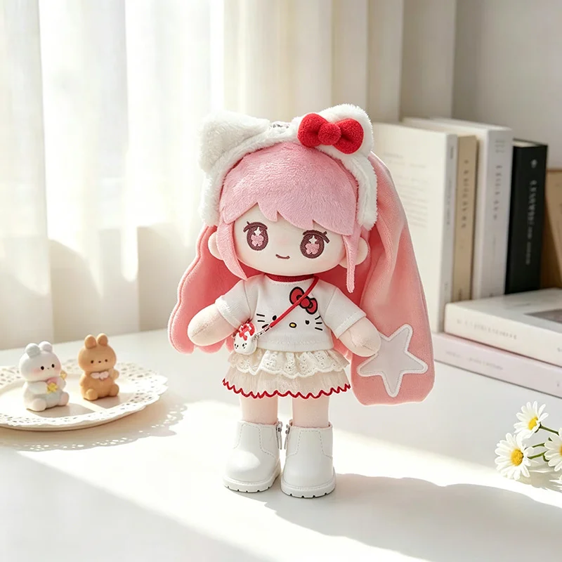 22cm Cream Satin Strawberry Sweet Dress Doll Outfit — Product detail image 3