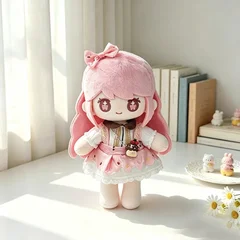 22cm Cream Satin Strawberry Sweet Dress Doll Outfit-4