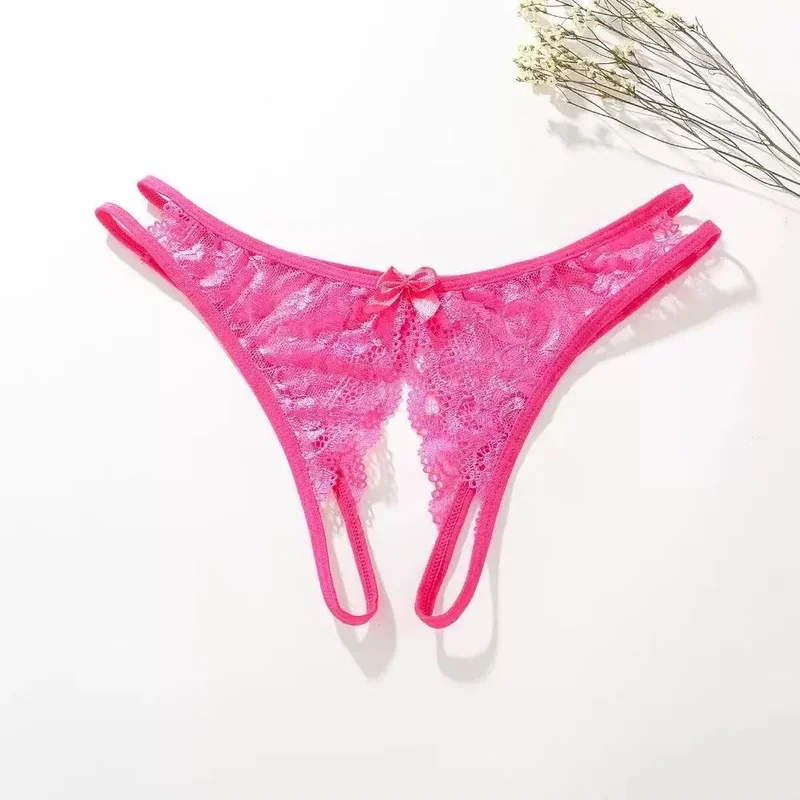 Sexy Sheer Lace Crotchless Open Crotch Women's Thong
