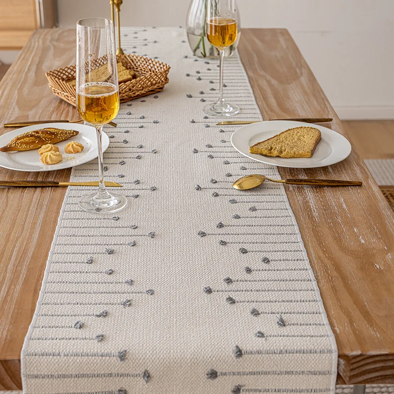 Linen-Blend Table Runner, Elegant Dining Table Cloth, Fabric Tea Table Cover — Product detail image 4