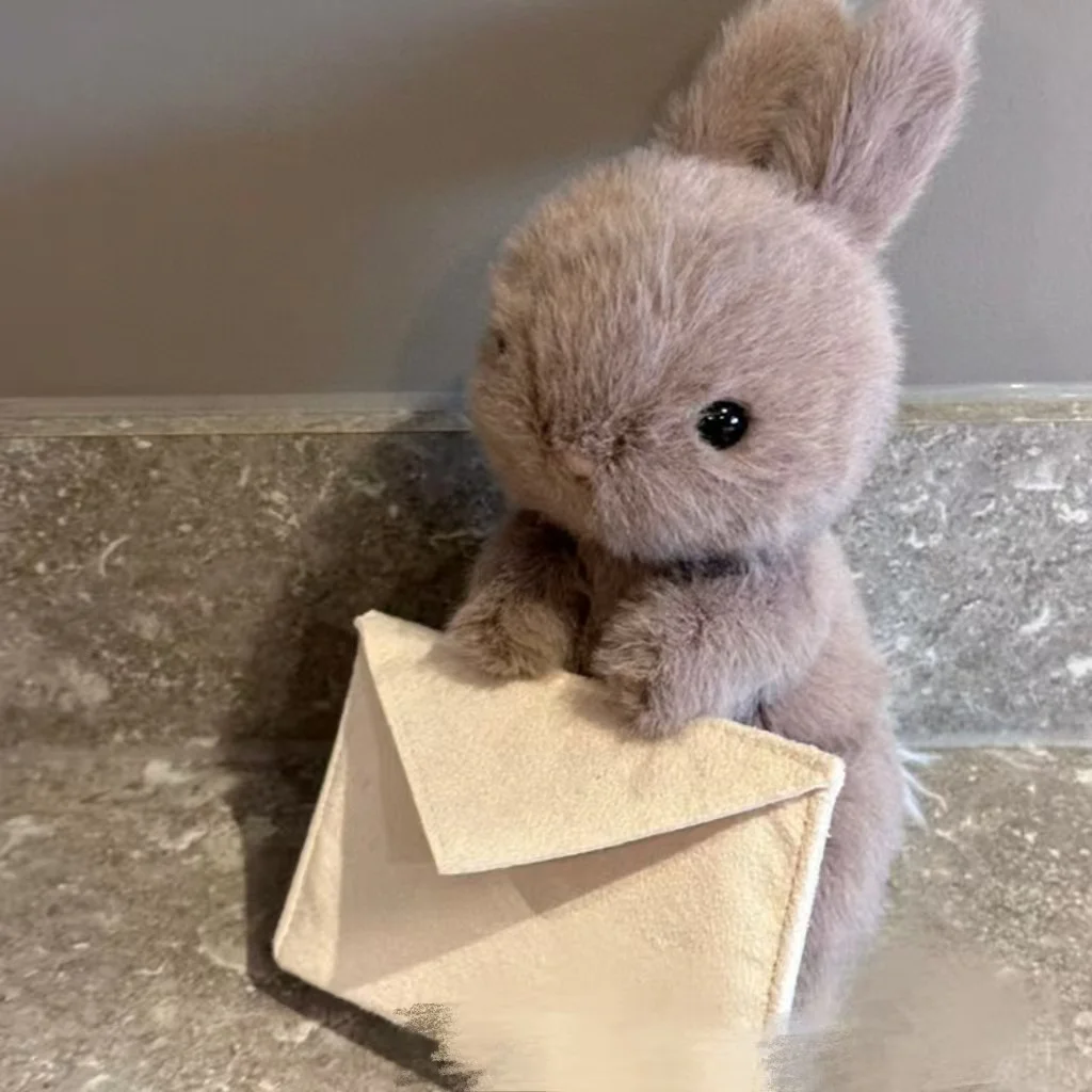 Messenger Bunny Plush Toy, Gray Cute Fluffy Companion Doll for Gifting — Product detail image 12