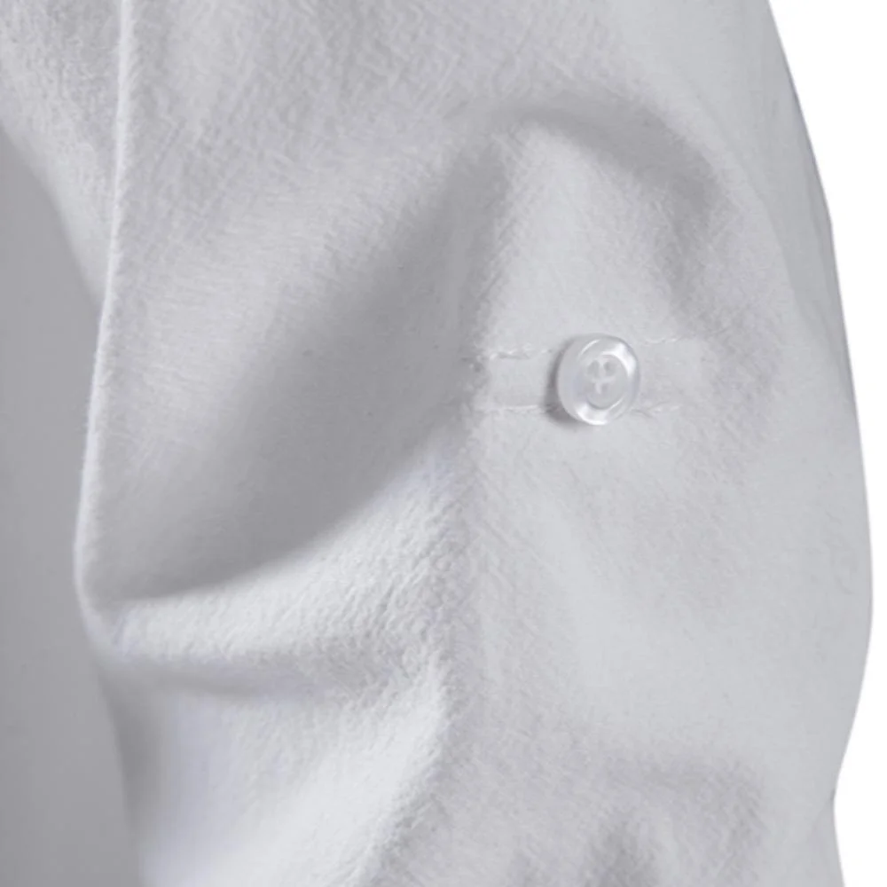 Chemise hawaïenne à col henley en lin-coton à manches longues pour homme — Image détaillée du produit 7