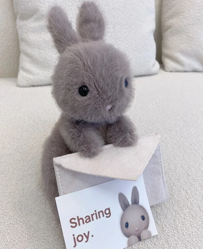 Messenger Bunny Plush Toy, Gray Cute Fluffy Companion Doll for Gifting — Product detail image 8