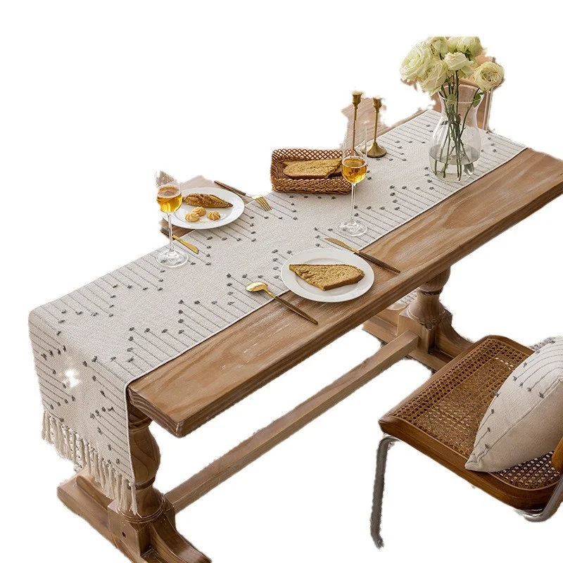 Linen-Blend Table Runner, Elegant Dining Table Cloth, Fabric Tea Table Cover — Product detail image 5