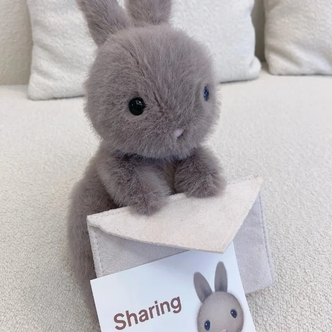 Messenger Bunny Plush Toy, Gray Cute Fluffy Companion Doll for Gifting — Product detail image 5