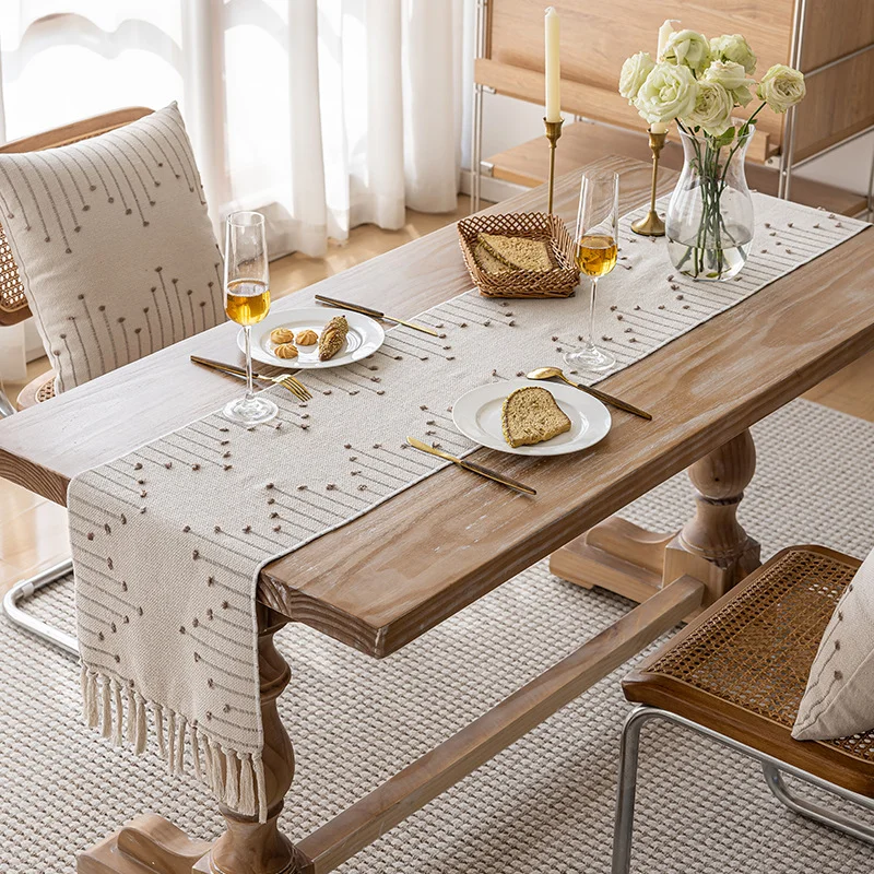 Linen-Blend Table Runner, Elegant Dining Table Cloth, Fabric Tea Table Cover — Product detail image 7