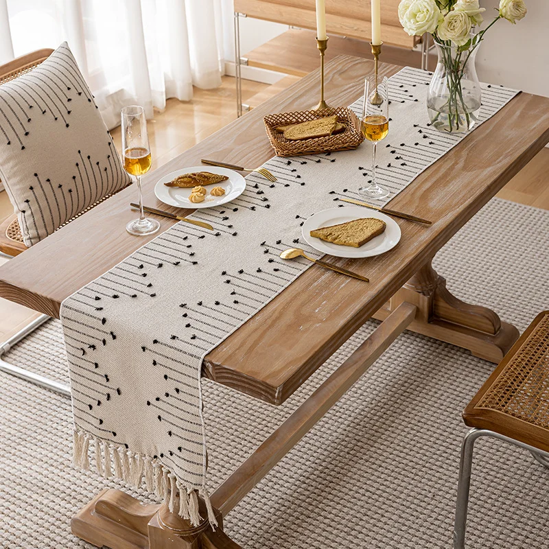 Linen-Blend Table Runner, Elegant Dining Table Cloth, Fabric Tea Table Cover — Product detail image 8