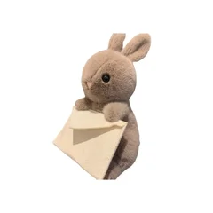 Messenger Bunny Plush Toy, Gray Cute Fluffy Companion Doll for Gifting-5