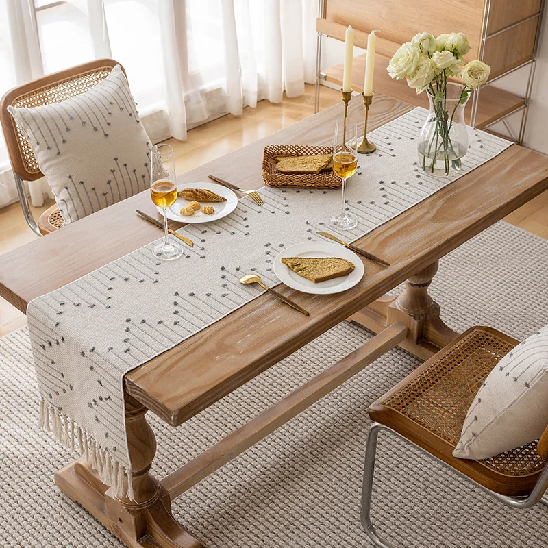 Linen-Blend Table Runner, Elegant Dining Table Cloth, Fabric Tea Table Cover — Product detail image 6