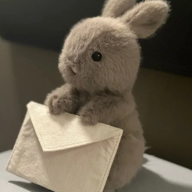 Messenger Bunny Plush Toy, Gray Cute Fluffy Companion Doll for Gifting — Product detail image 6