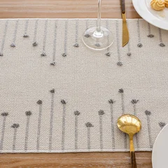 Linen-Blend Table Runner, Elegant Dining Table Cloth, Fabric Tea Table Cover-3