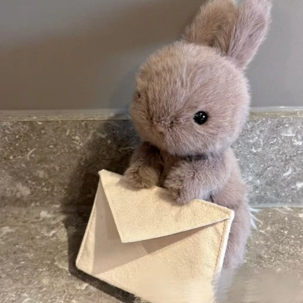 Messenger Bunny Plush Toy, Gray Cute Fluffy Companion Doll for Gifting — Product detail image 10