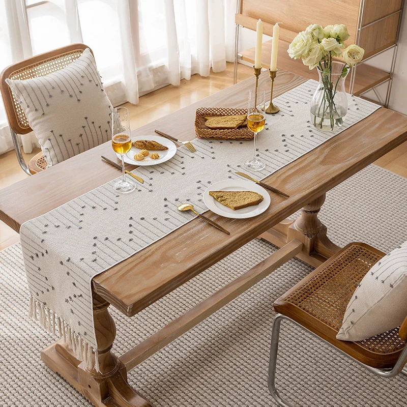 Linen-Blend Table Runner, Elegant Dining Table Cloth, Fabric Tea Table Cover — Product detail image 2