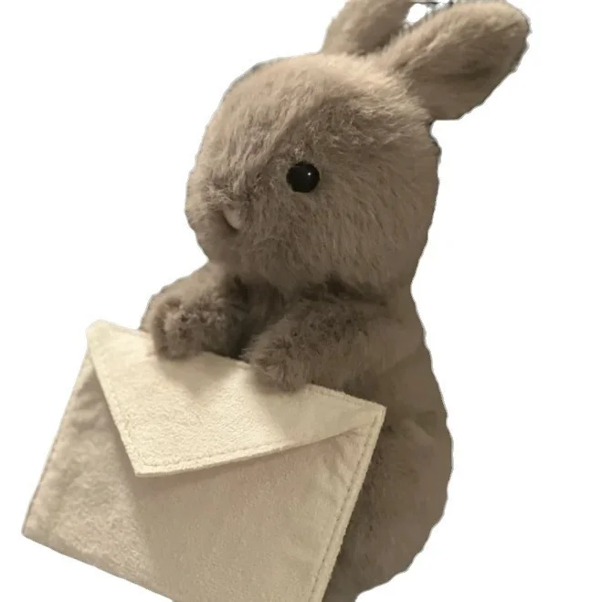 Messenger Bunny Plush Toy, Gray Cute Fluffy Companion Doll for Gifting — Product detail image 17