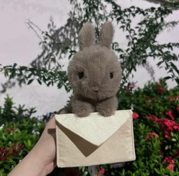 Messenger Bunny Plush Toy, Gray Cute Fluffy Companion Doll for Gifting — Product detail image 9