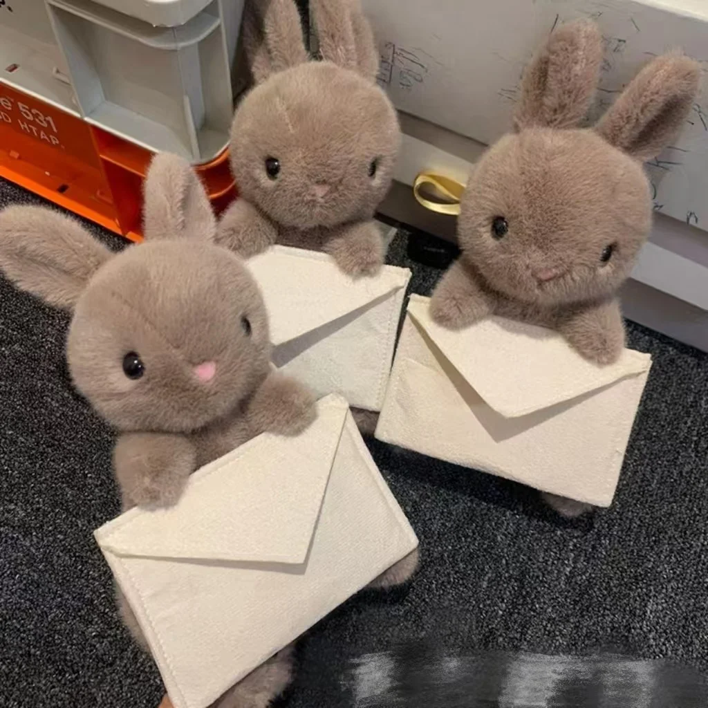 Messenger Bunny Plush Toy, Gray Cute Fluffy Companion Doll for Gifting — Product detail image 14