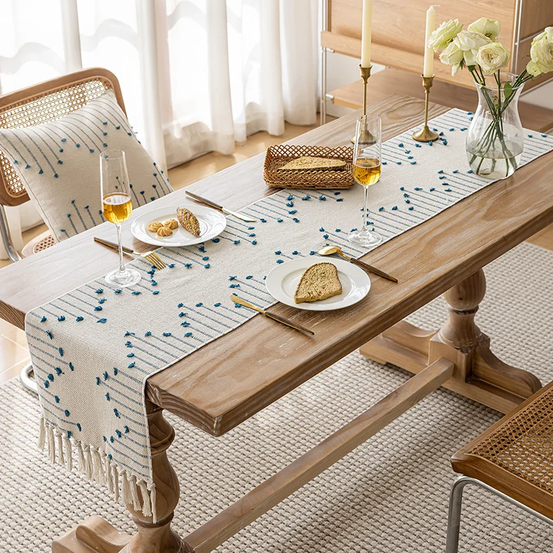 Linen-Blend Table Runner, Elegant Dining Table Cloth, Fabric Tea Table Cover — Product detail image 10