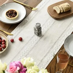 Artoid Mode Embroidered Linen Table Runner, 13 x 72 in-5