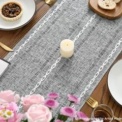 Artoid Mode Embroidered Linen Table Runner, 13 x 72 in-20