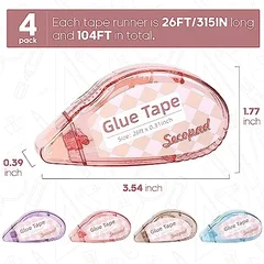 Secopad Double-Sided Tape Rollers, 4 Pack, 0.3 in-5