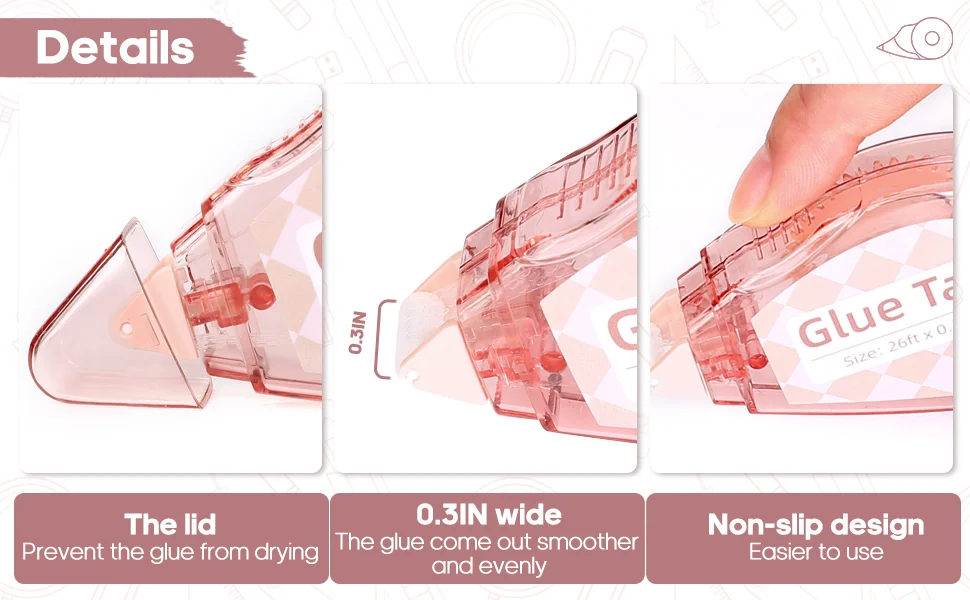 Secopad Double-Sided Tape Rollers, 4 Pack, 0.3 in — Product detail image 2