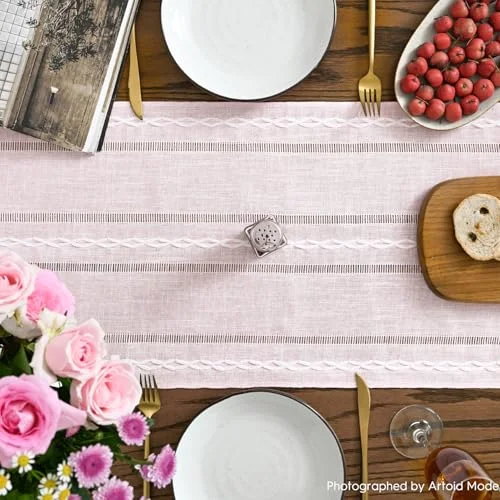 Artoid Mode Embroidered Linen Table Runner, 13 x 72 in — Product detail image 11