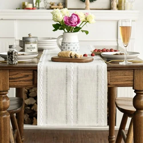 Artoid Mode Embroidered Linen Table Runner, 13 x 72 in — Product detail image 4
