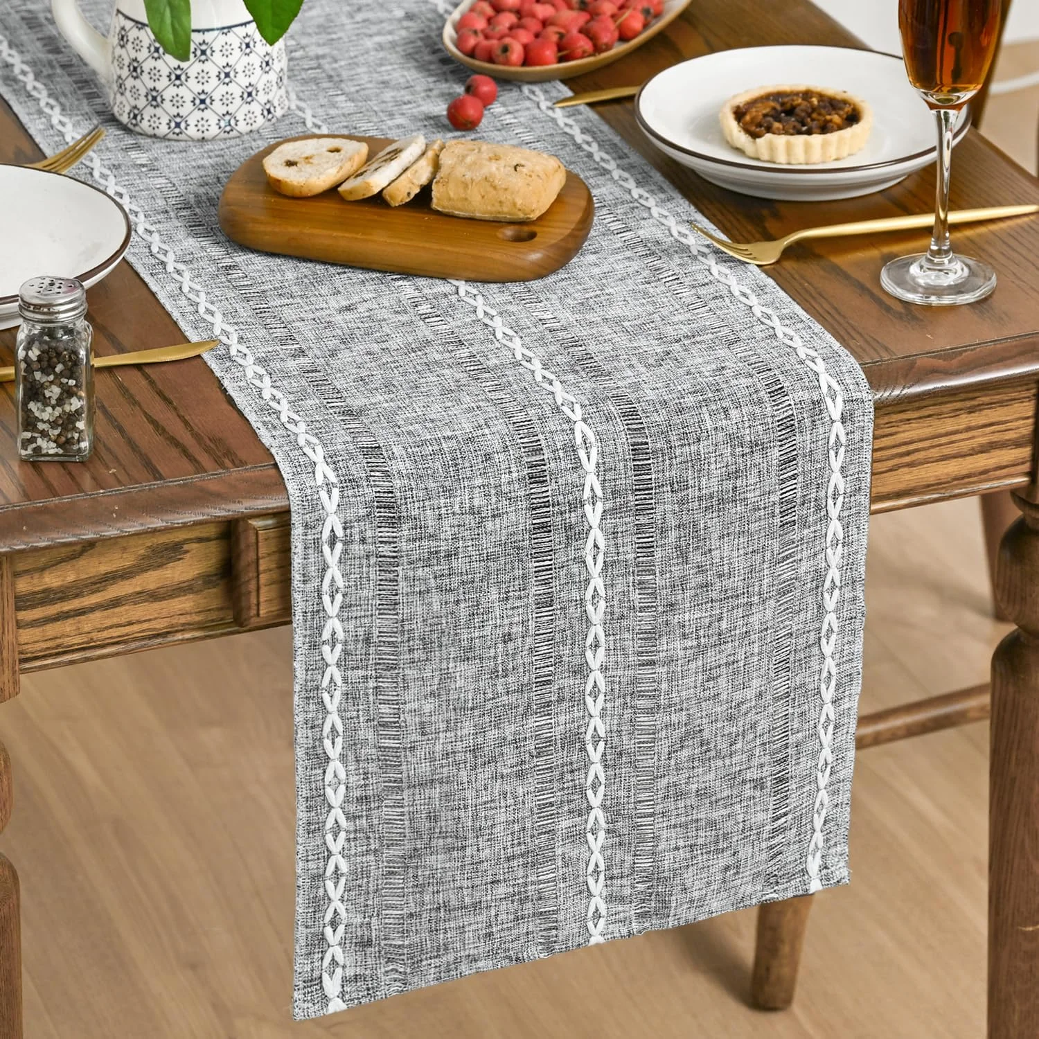 Artoid Mode Embroidered Linen Table Runner, 13 x 72 in — Product detail image 16