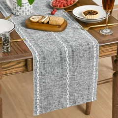 Artoid Mode Embroidered Linen Table Runner, 13 x 72 in-16