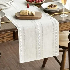 Artoid Mode Embroidered Linen Table Runner, 13 x 72 in-2