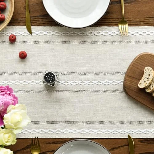 Artoid Mode Embroidered Linen Table Runner, 13 x 72 in — Product detail image 3