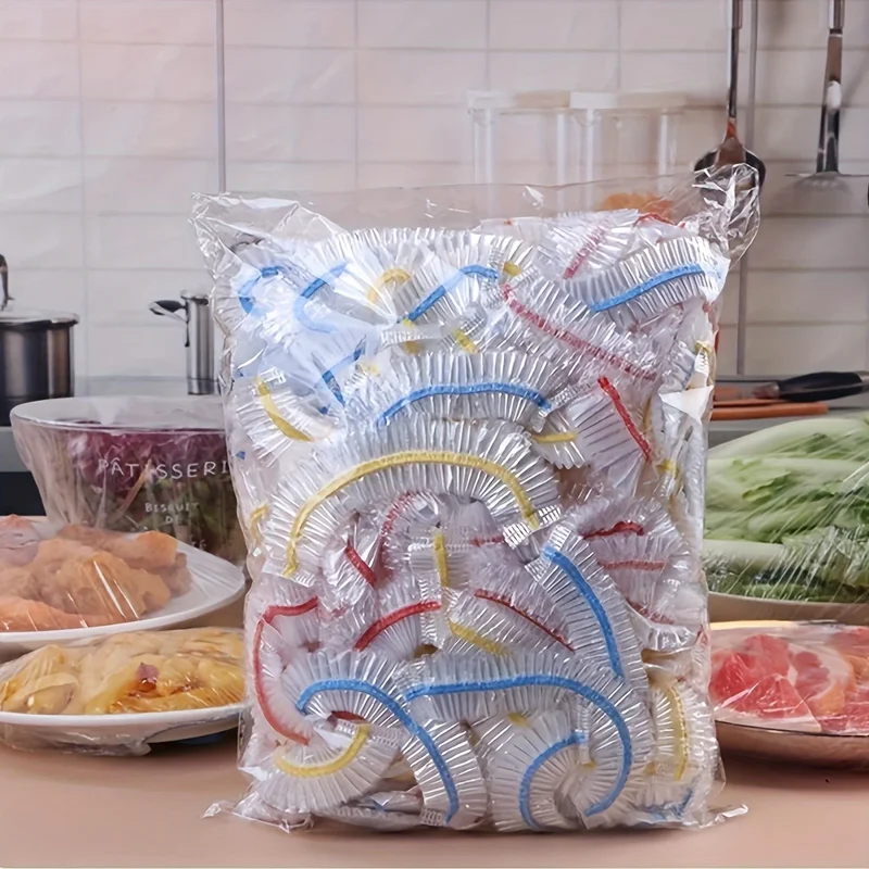 100-Pack PE Stretch Food Covers Disposable Elastic Bowl Covers