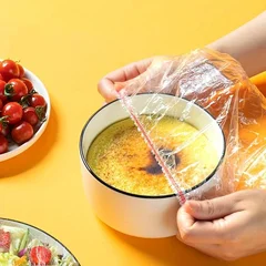 100-Pack PE Stretch Food Covers Disposable Elastic Bowl Covers-3