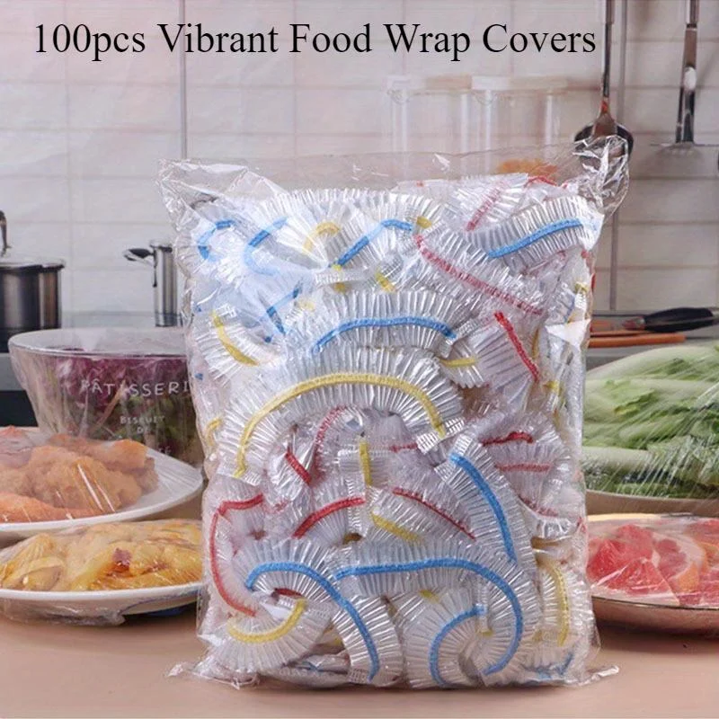 100-Pack PE Stretch Food Covers Disposable Elastic Bowl Covers — Product detail image 1