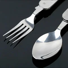 Multifunctional 4-in-1 Outdoor Camping Stainless Steel Folding Pocket Cutlery Set-11