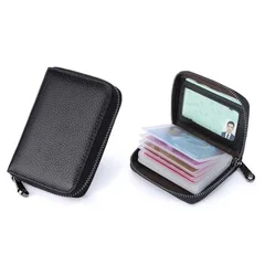Porta-cartões com 20 slots em PU para cartões de crédito, banco, ônibus e identidade, porta-moedas e organizador de carteira unissex-7