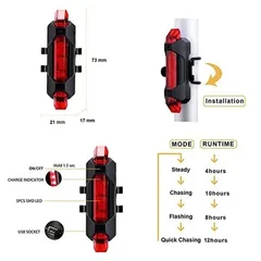 USB-Rechargeable LED Bike Tail Light, 3 Modes-9