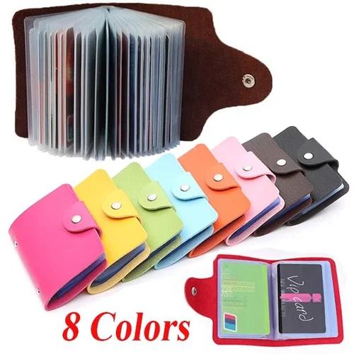 PU Leather 24-Slot Card & Passport Organizer