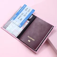 Étui de passeport marbré en cuir PU, protège-passeport de voyage avec organiseur, portefeuille pour billets, documents, cartes de crédit professionnelles et carte d'identité-3