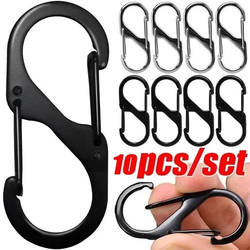 S-Type Zinc Alloy Locking Carabiners, 10 Pack
