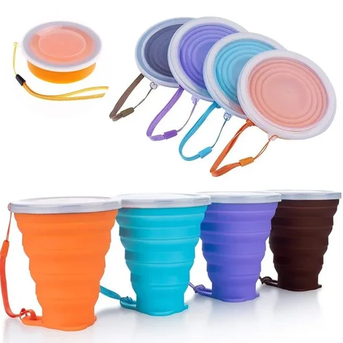 BPA FREE Food-Grade Silicone Foldable Travel Cup Portable Outdoor Coffee Tumbler