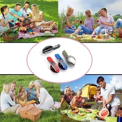 Multifunctional 4-in-1 Outdoor Camping Stainless Steel Folding Pocket Cutlery Set-7